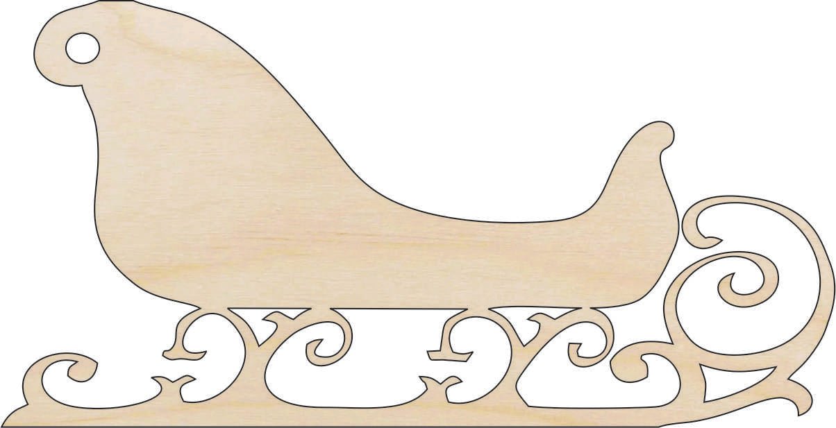 Sleigh Wood Craft Shape - Laser Cut Baltic Birch Unfinished DIY Wood Art Supplies XMS41 - The Wood Shape Store