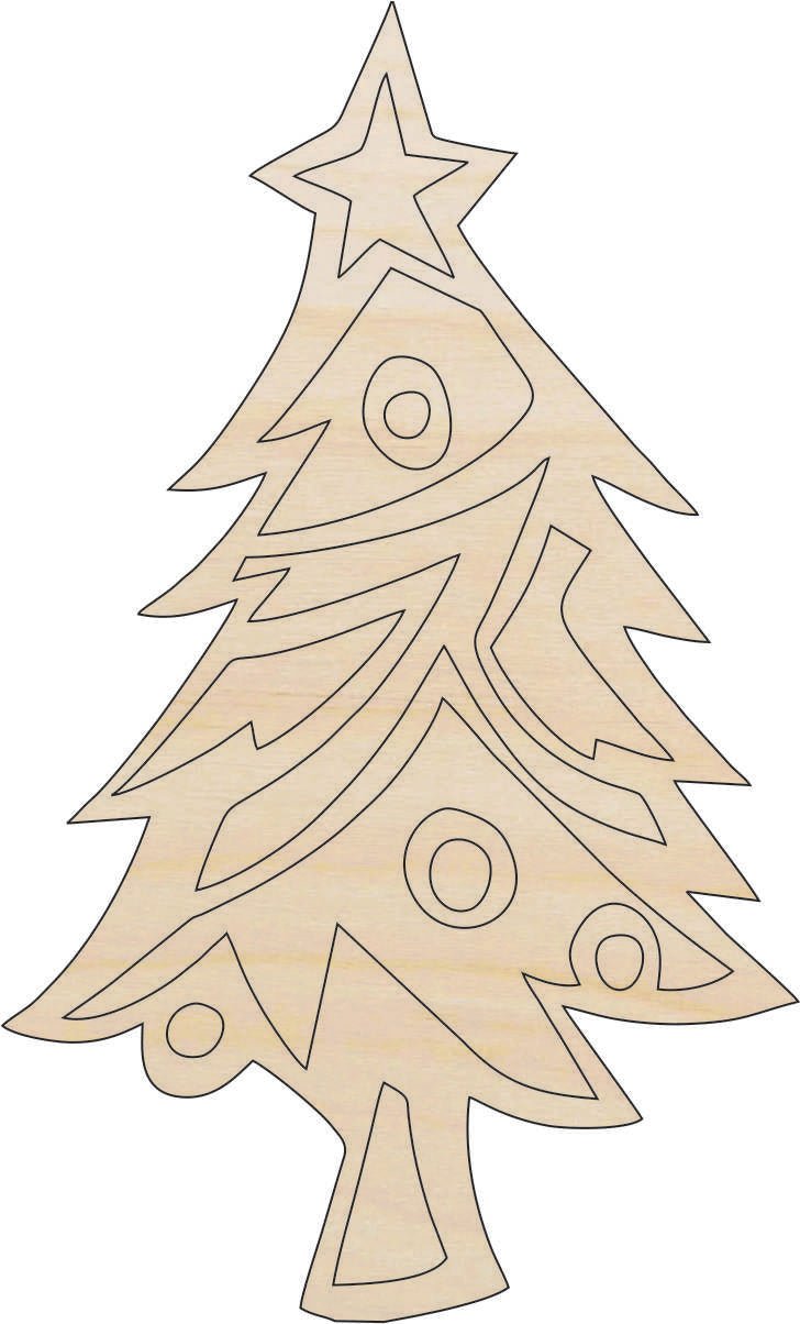 Christmas Tree Wood Craft Shape - Laser Cut Baltic Birch Unfinished DIY Wood Art Supplies XMS43 - The Wood Shape Store