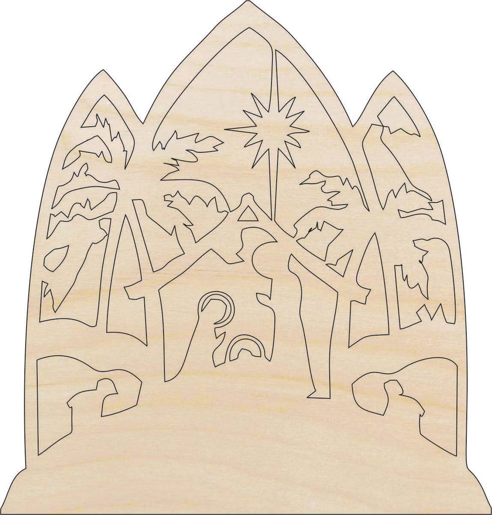 Scene Nativity - Laser Cut Out Unfinished Wood Craft Shape XMS44