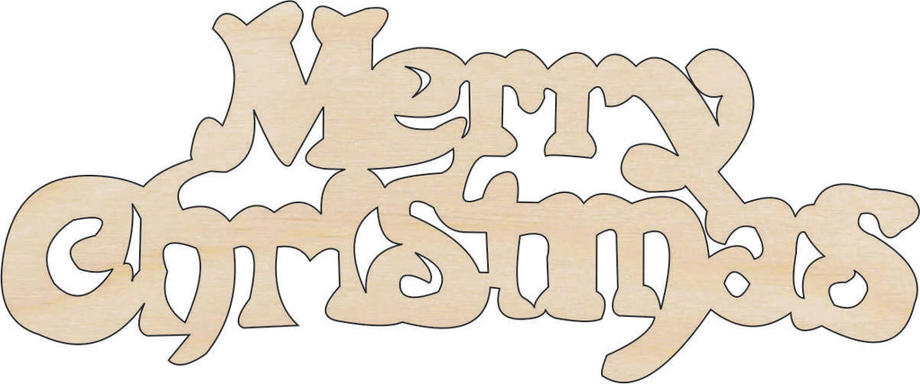 Word Merry Christmas - Laser Cut Out Unfinished Wood Craft Shape XMS45