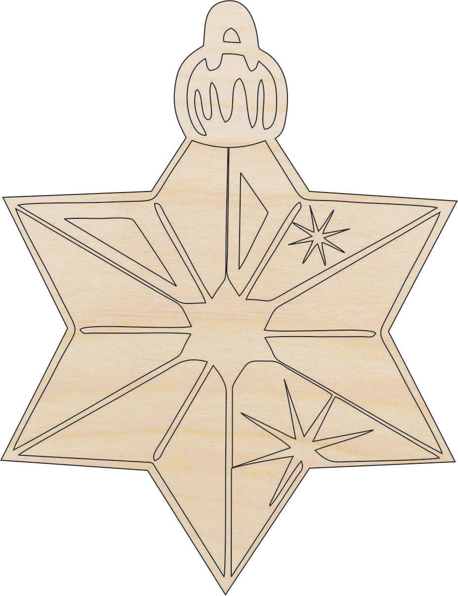 Star Ornament Wood Craft Shape – Laser Cut Baltic Birch Unfinished DIY Wood Art Supplies XMS48 - The Wood Shape Store
