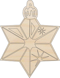 Star Ornament Wood Craft Shape – Laser Cut Baltic Birch Unfinished DIY Wood Art Supplies XMS48 - The Wood Shape Store