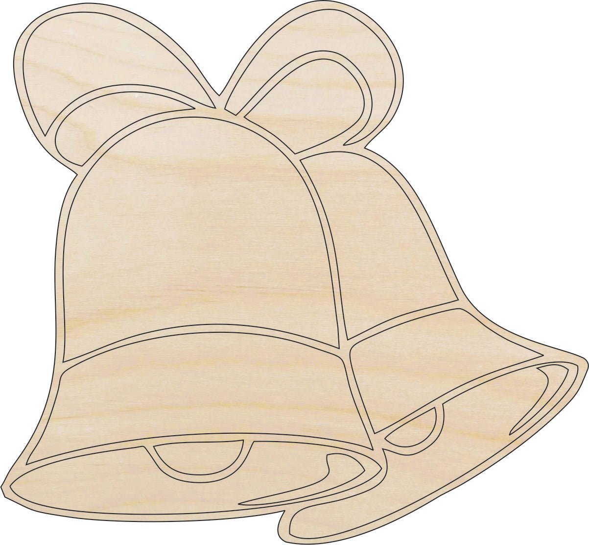 Bells Wood Craft Shape - Laser Cut Baltic Birch Unfinished DIY Wood Art Supplies XMS50 - The Wood Shape Store