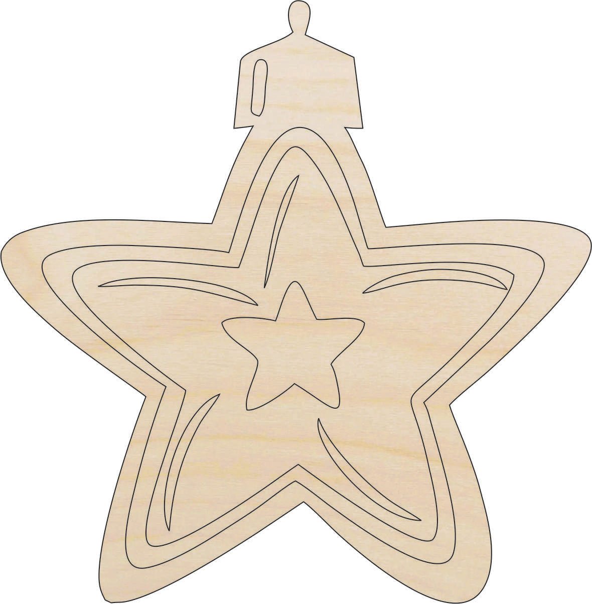 Star Ornament Wood Craft Shape – Laser Cut Baltic Birch Unfinished DIY Wood Art Supplies XMS54 - The Wood Shape Store