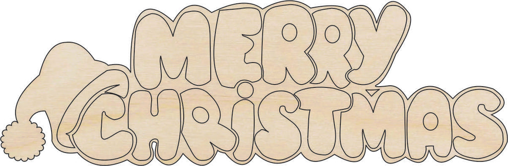 Word Merry Christmas - Laser Cut Out Unfinished Wood Craft Shape XMS57