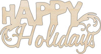 Happy Holidays Wood Craft Shape - Laser Cut Baltic Birch Unfinished DIY Wood Art Supplies XMS61 - The Wood Shape Store