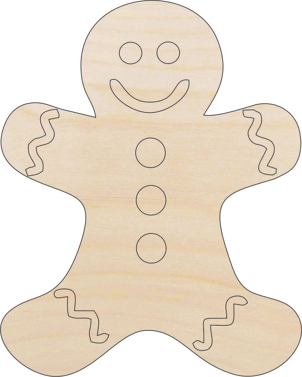 Gingerbread Wood Craft Shape - Laser Cut Baltic Birch Unfinished DIY Wood Art Supplies XMS63 - The Wood Shape Store