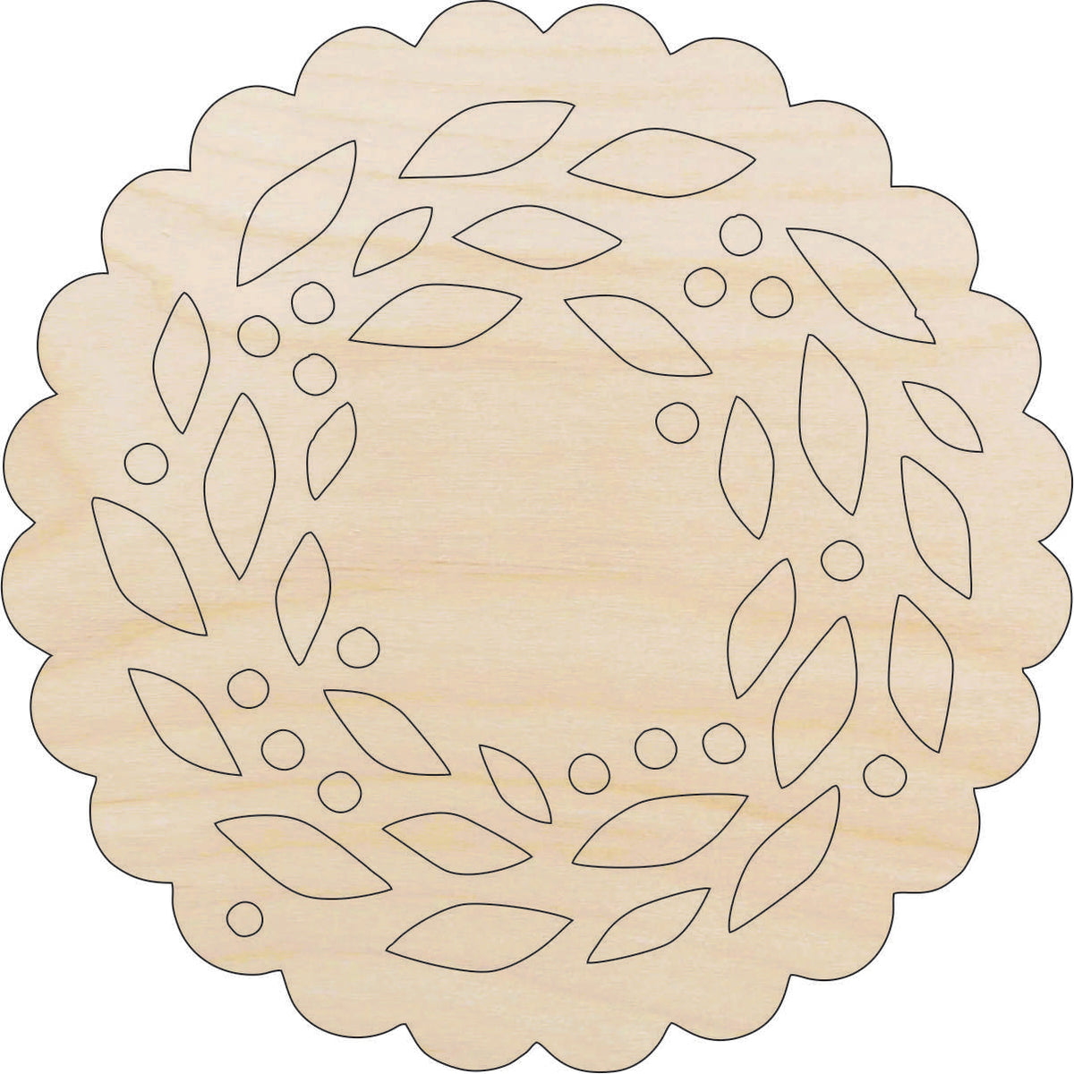 Wreath - Laser Cut Out Unfinished Wood Craft Shape XMS68 Wreath - Laser Cut Out Unfinished Wood Craft Shape XMS68