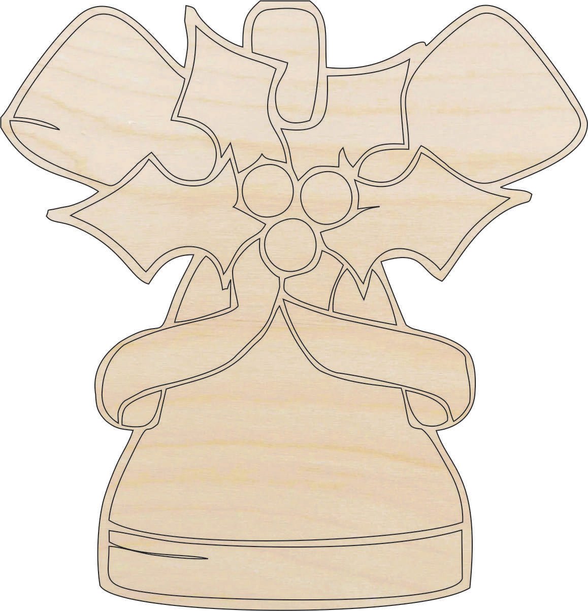 Bell Wood Craft Shape - Laser Cut Baltic Birch Unfinished DIY Wood Art Supplies XMS6 - The Wood Shape Store