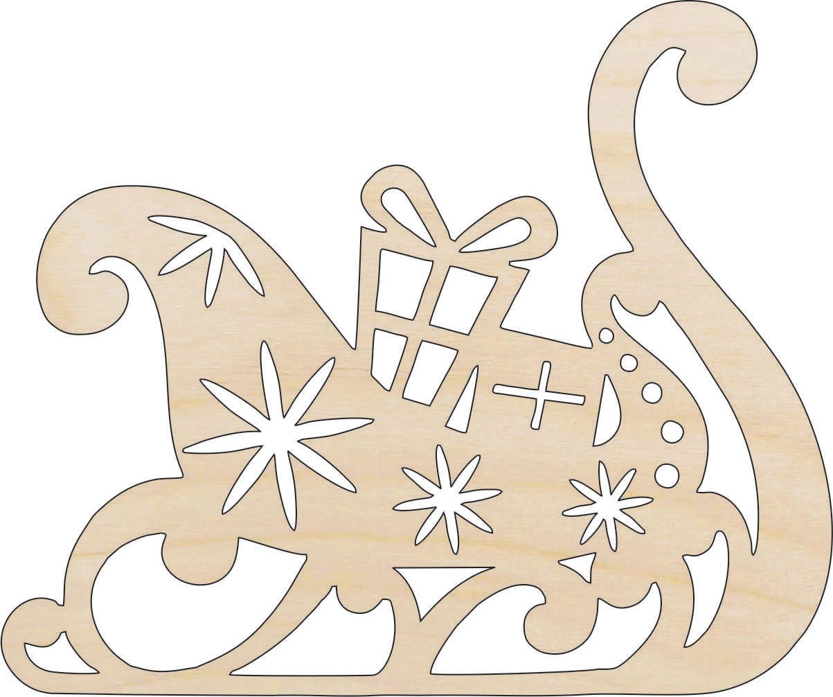 Sleigh Wood Craft Shape - Laser Cut Baltic Birch Unfinished DIY Wood Art Supplies XMS77 - The Wood Shape Store