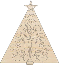 Christmas Tree Wood Craft Shape - Laser Cut Baltic Birch Unfinished DIY Wood Art Supplies XMS87 - The Wood Shape Store