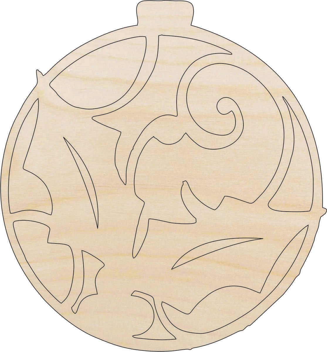 Holly Ornament Wood Craft Shape - Laser Cut Baltic Birch Unfinished DIY Wood Art Supplies XMS88 - The Wood Shape Store