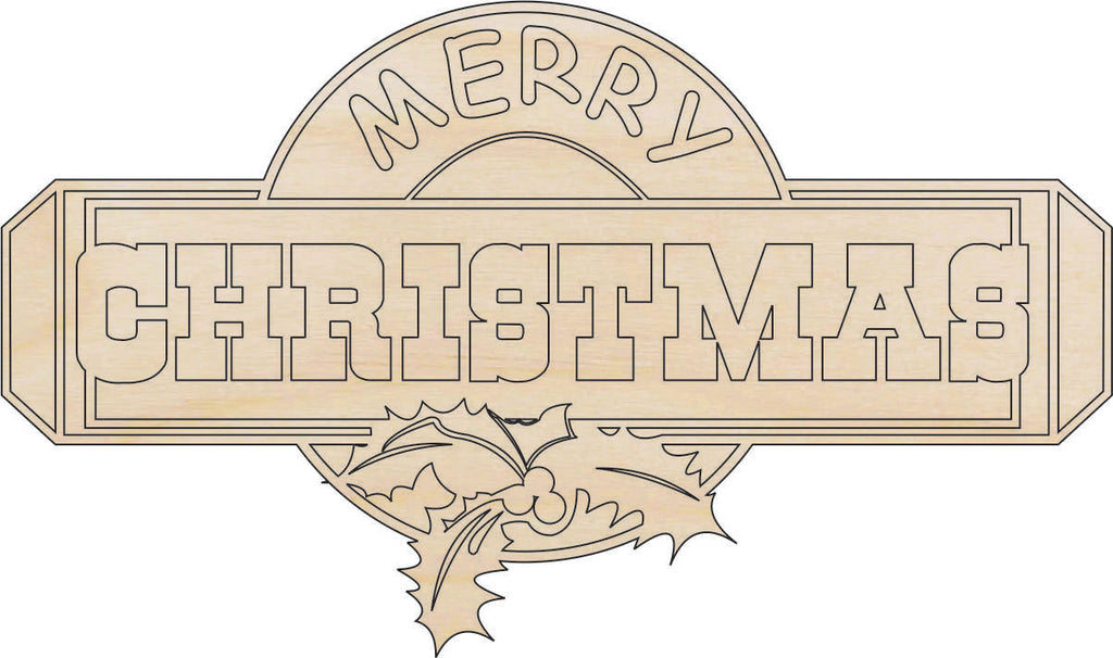 Sign Merry Christmas - Laser Cut Out Unfinished Wood Craft Shape XMS99