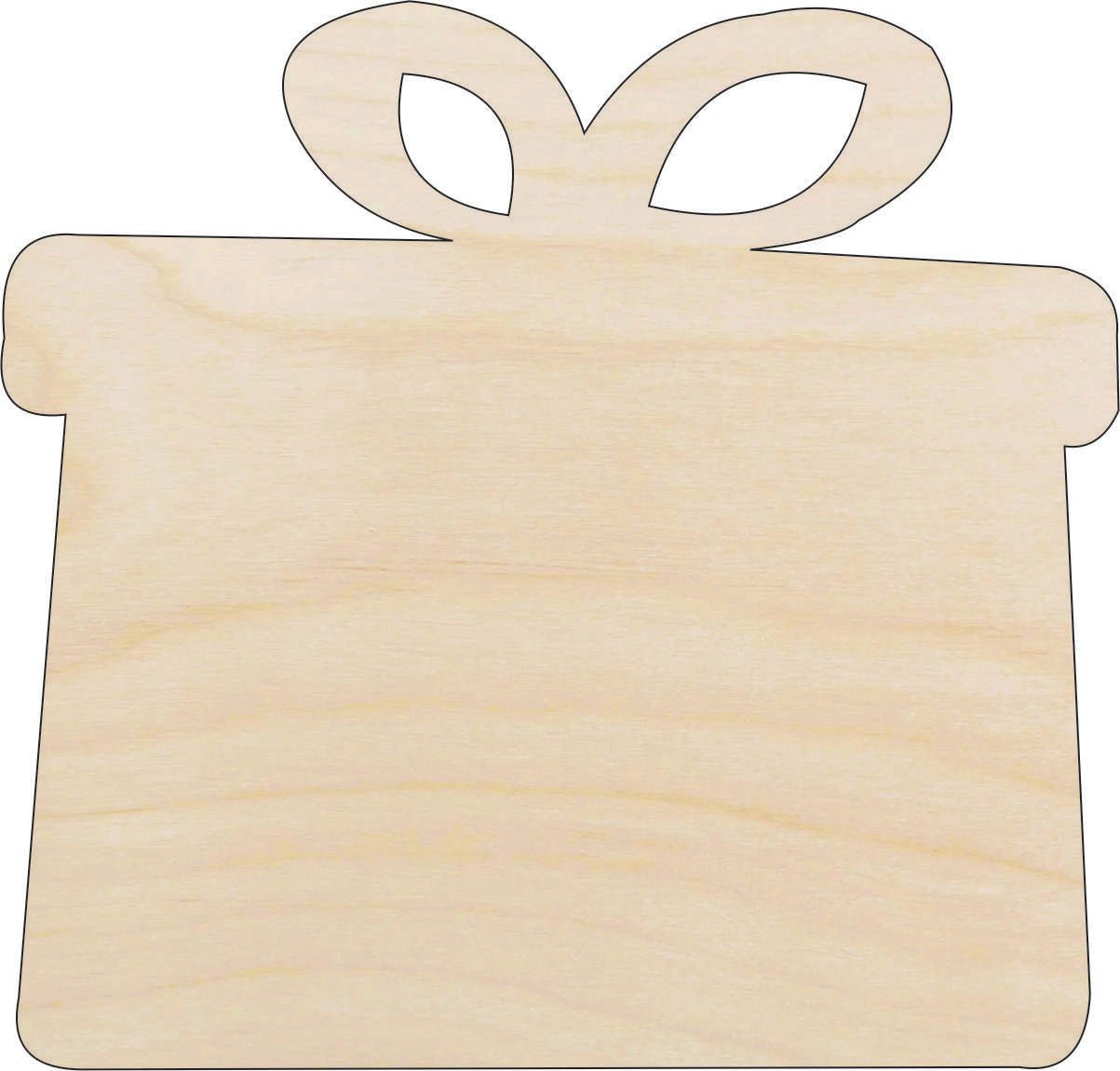 Present Wood Craft Shape - Laser Cut Baltic Birch Unfinished DIY Wood Art Supplies XTR13 - The Wood Shape Store