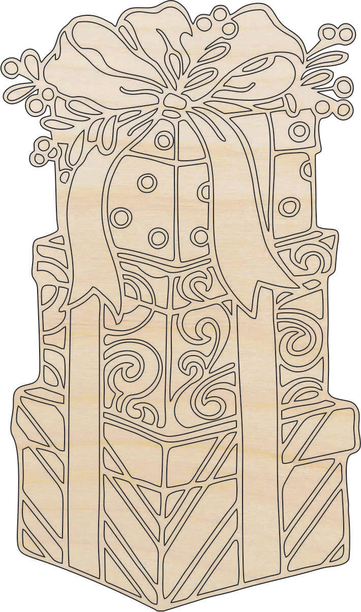 Present - Laser Cut Out Unfinished Wood Craft Shape XTR18 Present - Laser Cut Out Unfinished Wood Craft Shape XTR18