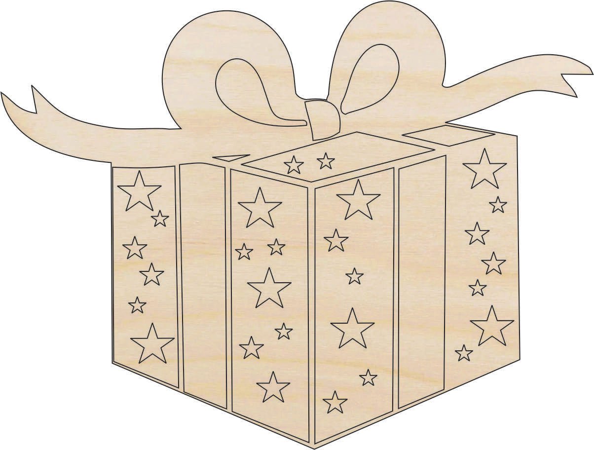 Present Wood Craft Shape - Laser Cut Baltic Birch Unfinished DIY Wood Art Supplies XTR24 - The Wood Shape Store