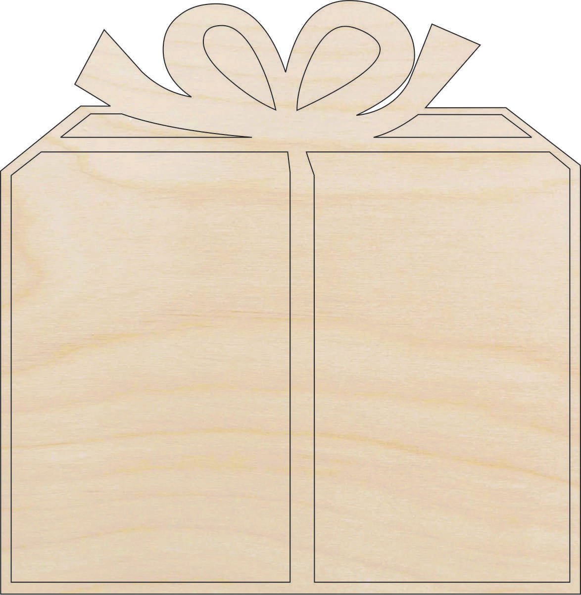 Present Wood Craft Shape - Laser Cut Baltic Birch Unfinished DIY Wood Art Supplies XTR27 - The Wood Shape Store
