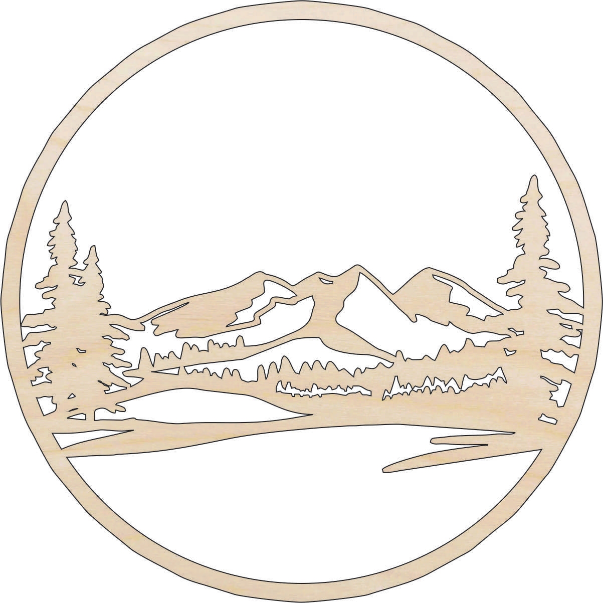 Scene Mountain - Laser Cut Out Unfinished Wood Craft Shape XTR2 Scene Mountain - Laser Cut Out Unfinished Wood Craft Shape XTR2