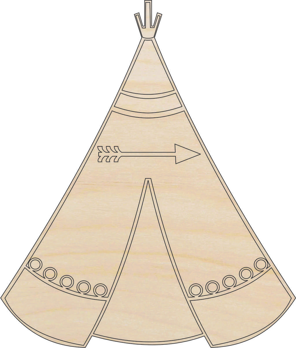 Tee Pee - Laser Cut Out Unfinished Wood Craft Shape XTR34 Tee Pee - Laser Cut Out Unfinished Wood Craft Shape XTR34