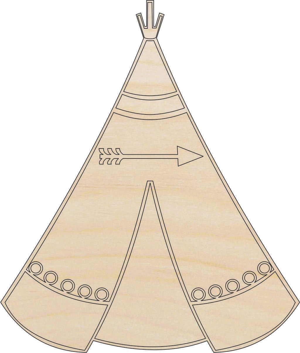 Tee Pee Wood Craft Shape - Laser Cut Baltic Birch Unfinished DIY Wood Art Supplies XTR34 - The Wood Shape Store