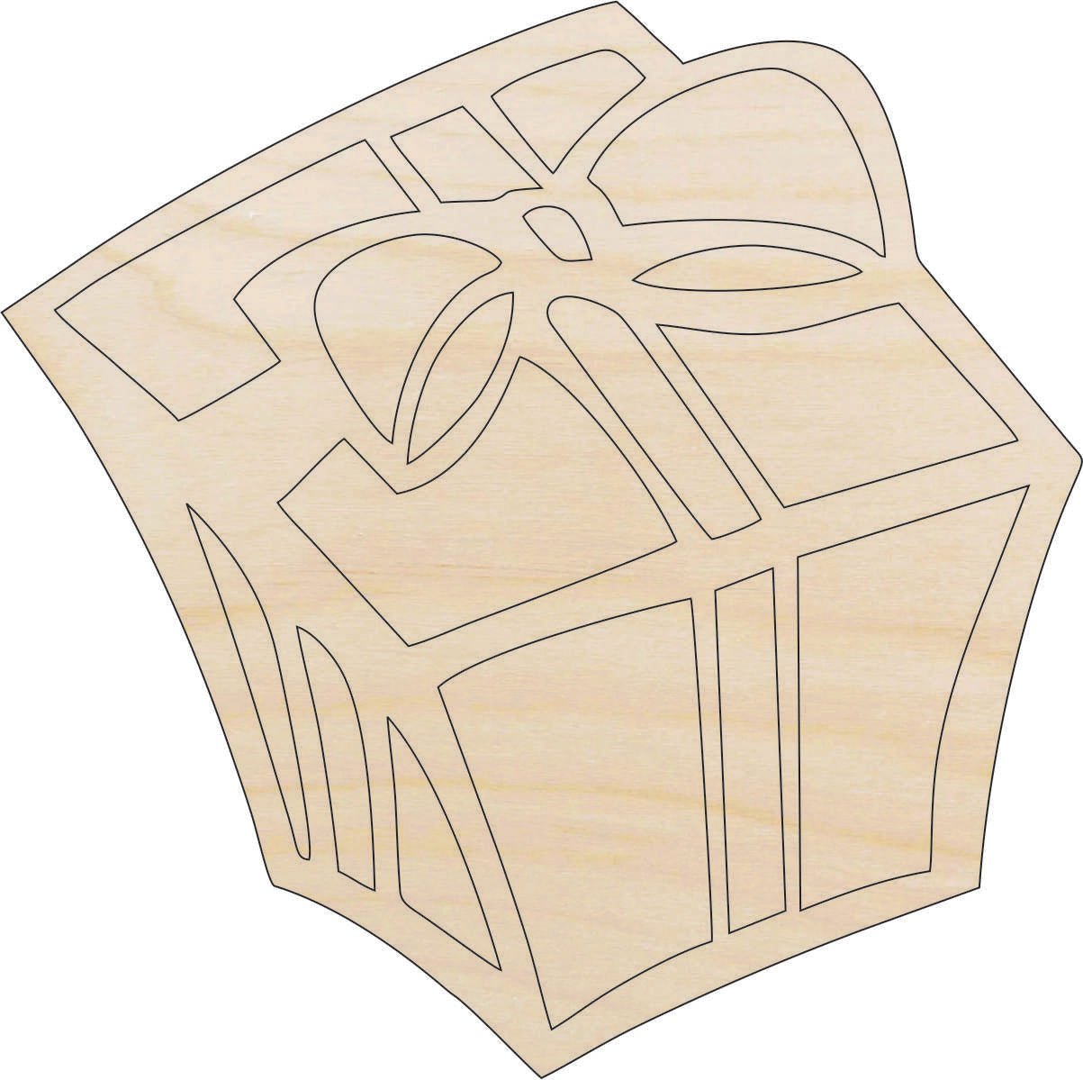 Present Wood Craft Shape - Laser Cut Baltic Birch Unfinished DIY Wood Art Supplies XTR47 - The Wood Shape Store