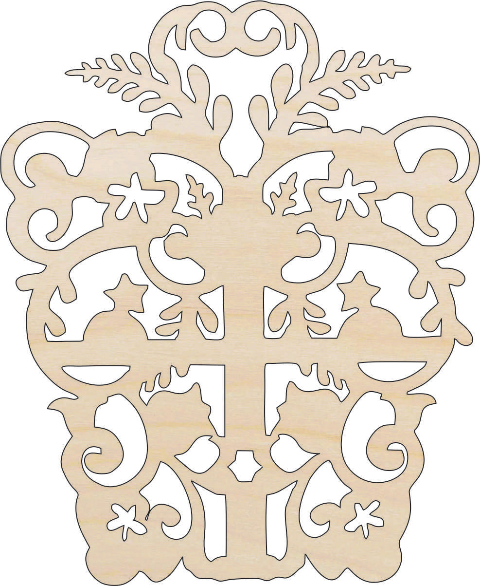 Present - Laser Cut Out Unfinished Wood Craft Shape XTR4