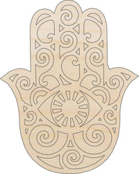 Hamsa Hand Wood Craft Shape - Laser Cut Baltic Birch Unfinished DIY Wood Art Supplies XTR70 - The Wood Shape Store
