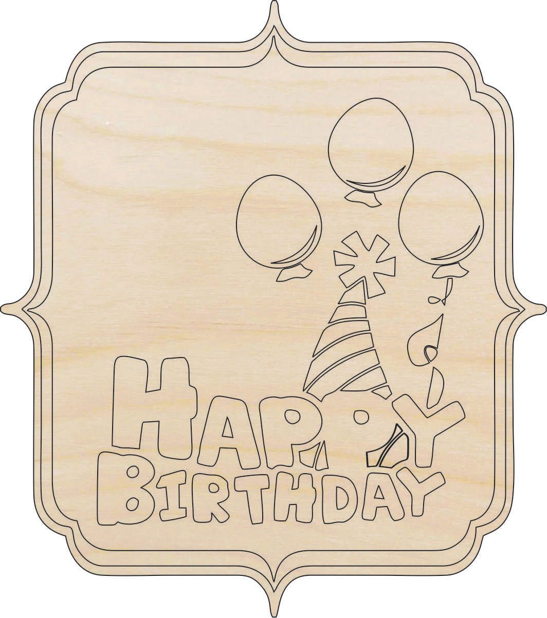 Birthday Wood Craft Shape - Laser Cut Baltic Birch Unfinished DIY Wood Art Supplies XTR71 - The Wood Shape Store