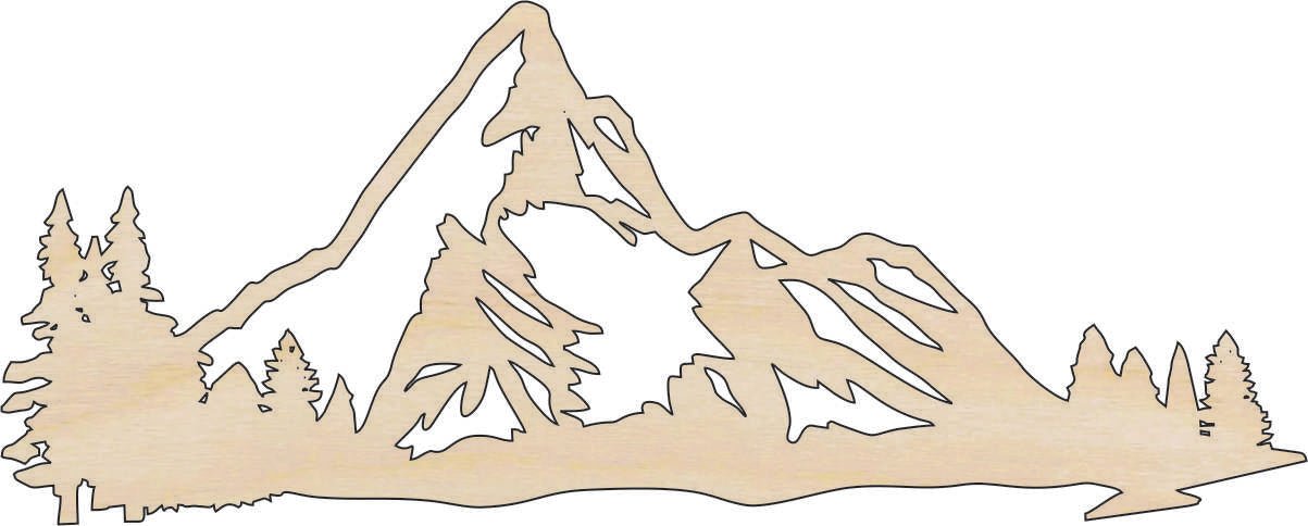 Mountains Wood Craft Shape - Laser Cut Baltic Birch Unfinished DIY Wood Art Supplies XTR74 - The Wood Shape Store