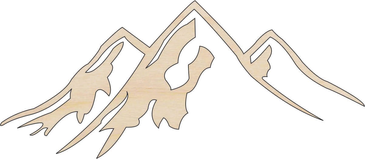 Mountains Wood Craft Shape - Laser Cut Baltic Birch Unfinished DIY Wood Art Supplies XTR84 - The Wood Shape Store
