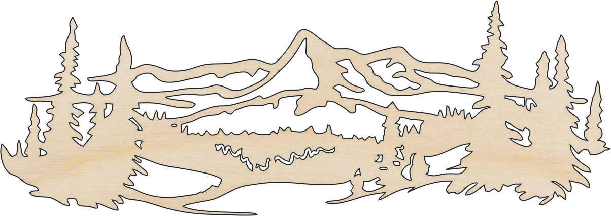Scene Mountain - Laser Cut Out Unfinished Wood Craft Shape XTR86 Scene Mountain - Laser Cut Out Unfinished Wood Craft Shape XTR86