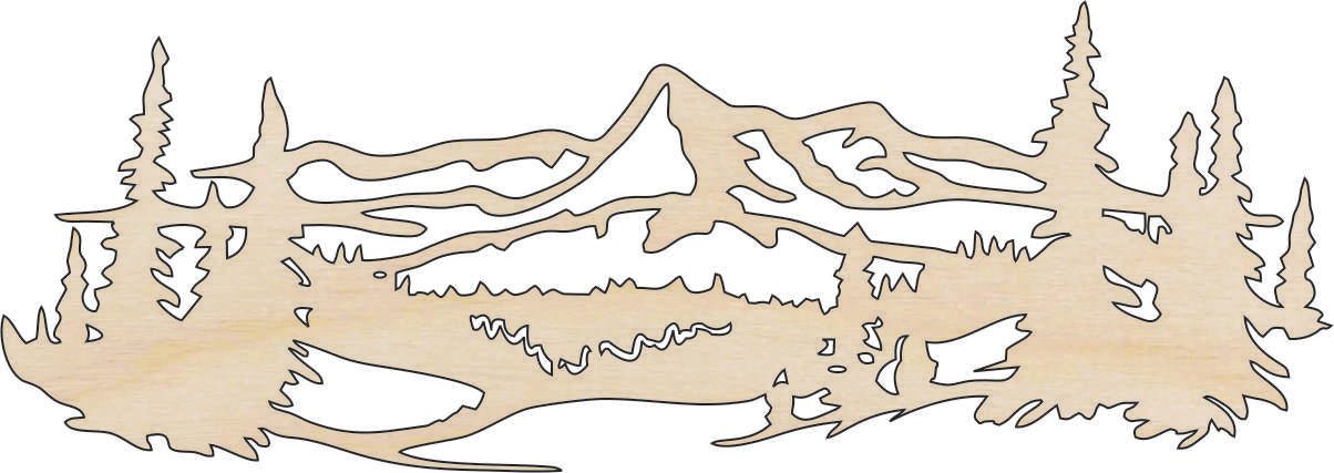 Mountain Wood Craft Shape - Laser Cut Baltic Birch Unfinished DIY Wood Art Supplies XTR86 - The Wood Shape Store